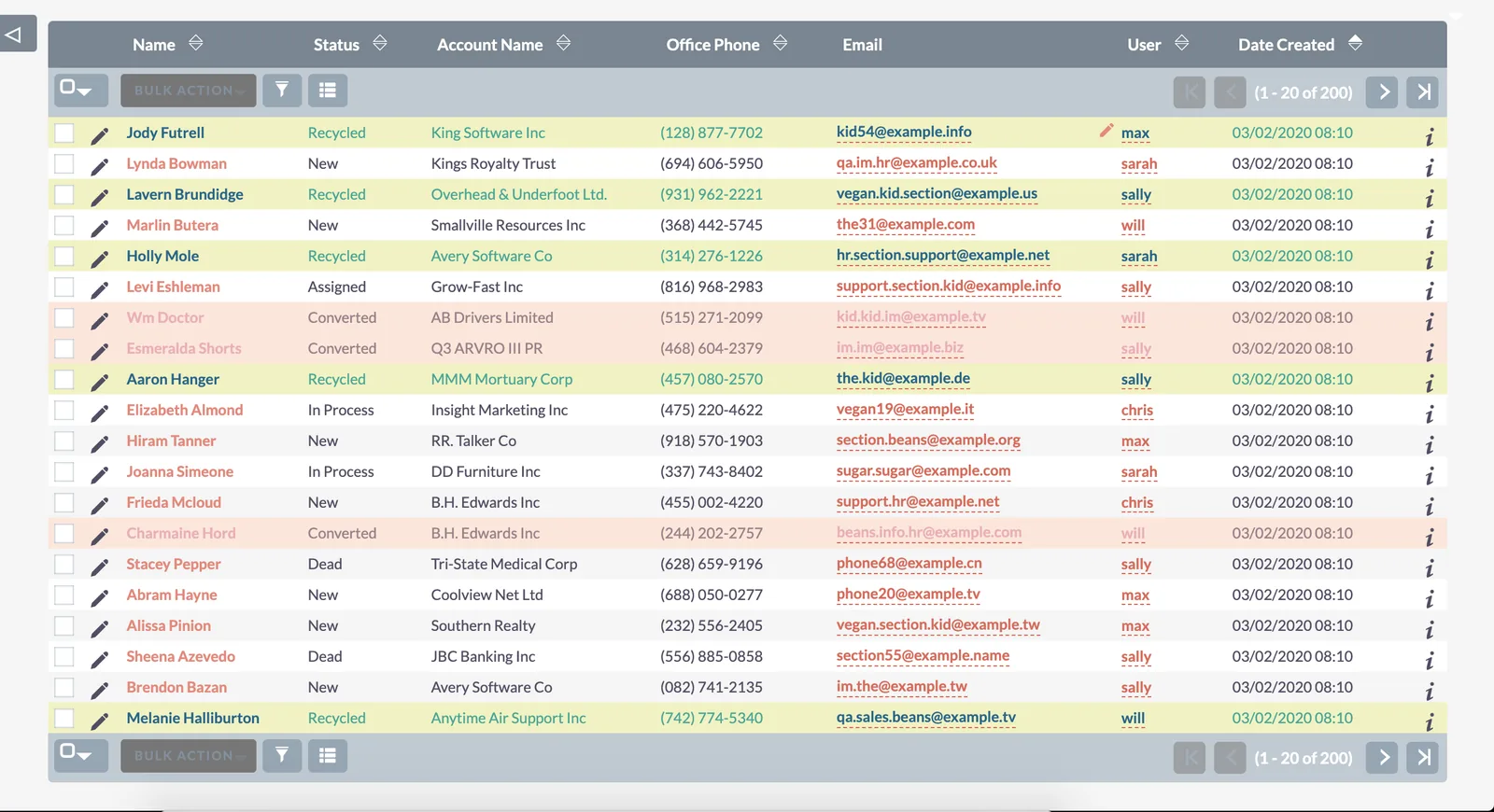 Color-coded records in a SuiteCRM list view