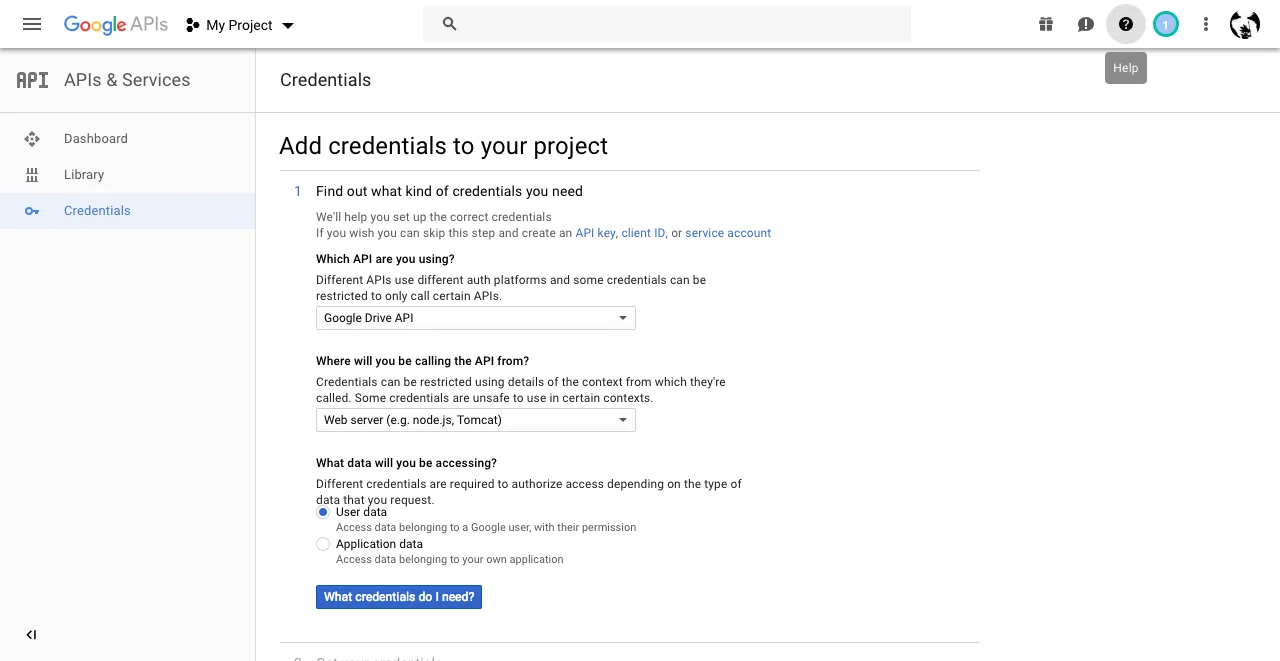 Choosing the credential type
